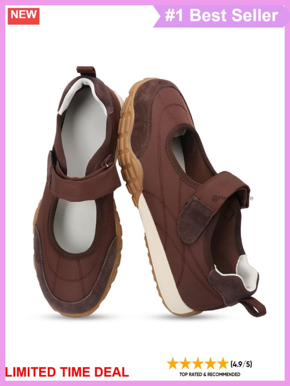 Wide Toe Mary Jane Sneakers Ballet Flats Slip On Comfort Walking Shoes